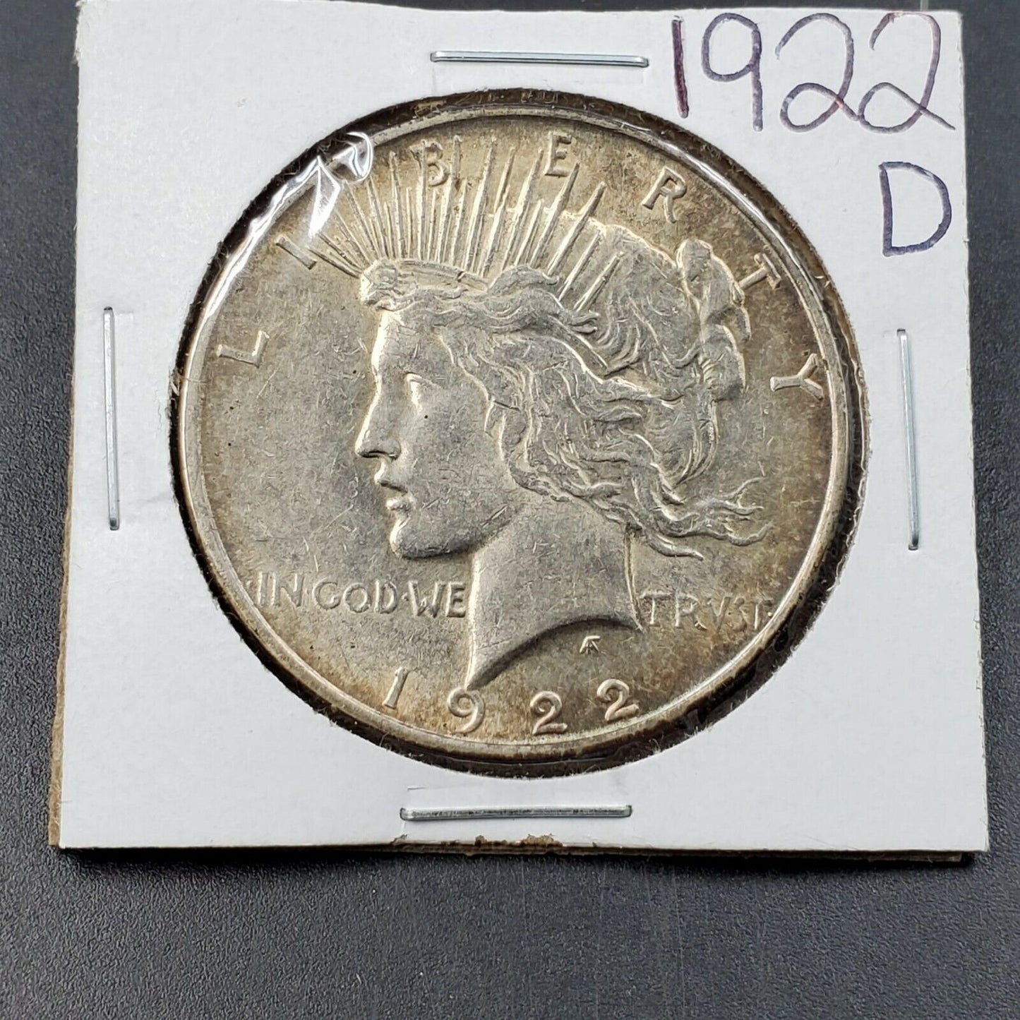 1922 D Peace 90% Silver Eagle Dollar Coin AU About UNC Some Toning