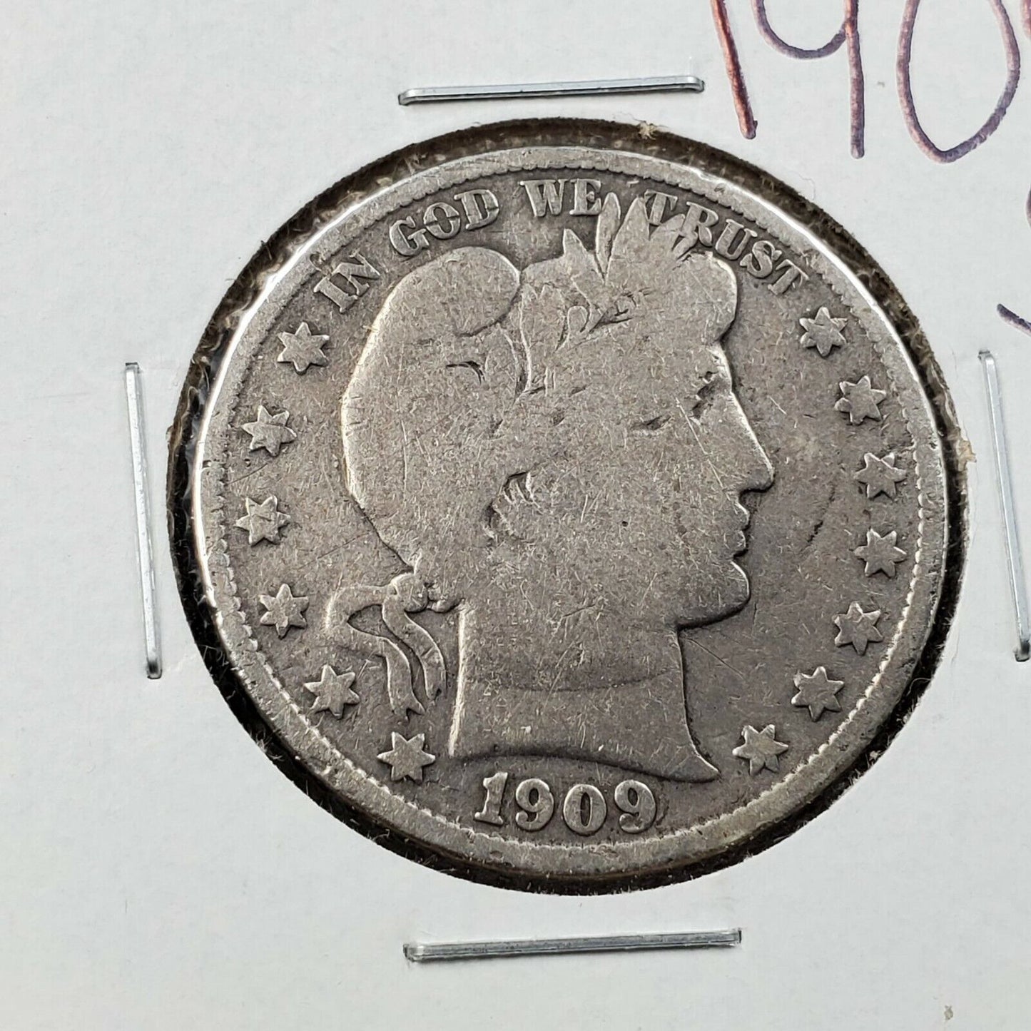 1909 S Barber Silver Eagle Half Dollar Coin Average Fine Circulated