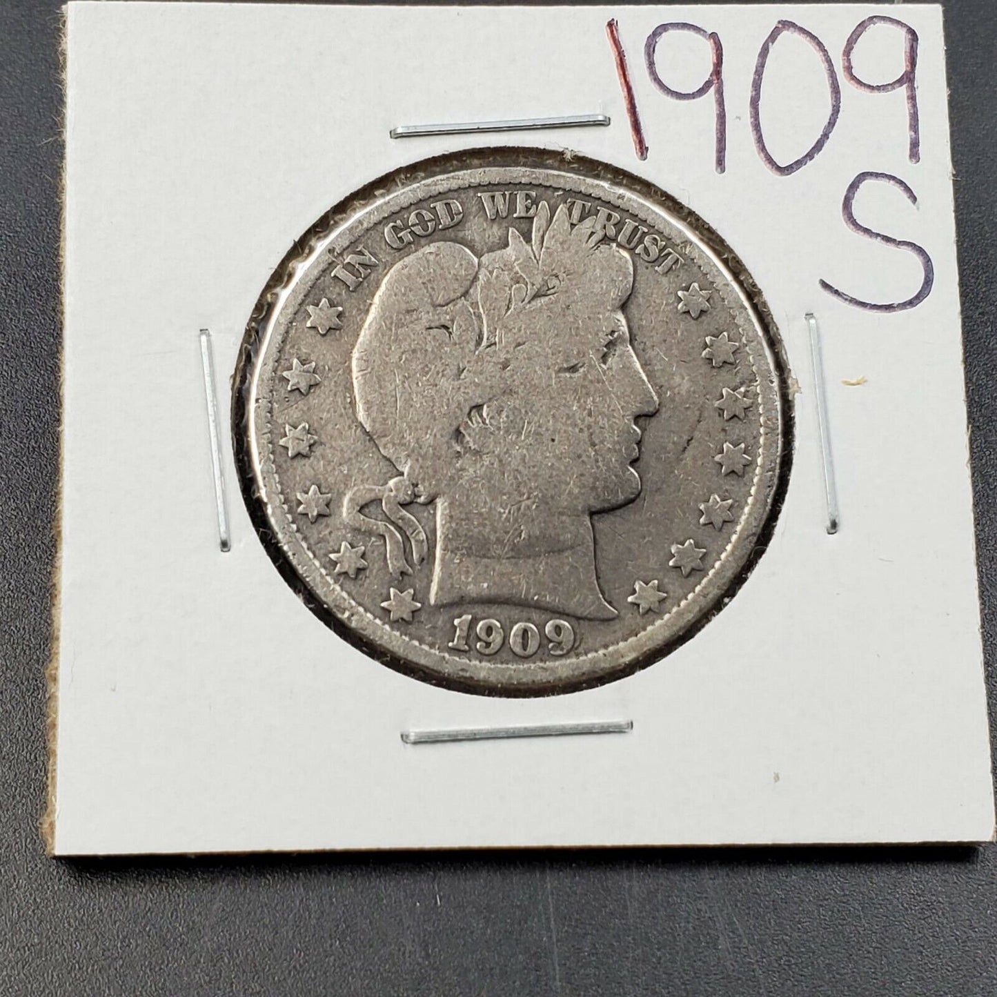 1909 S Barber Silver Eagle Half Dollar Coin Average Fine Circulated