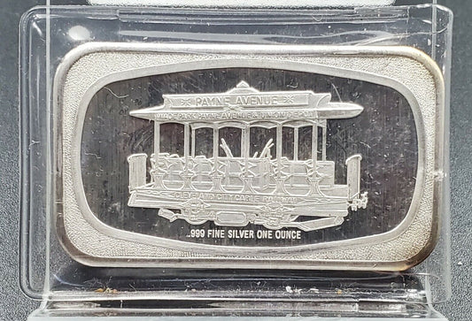 Payne Avenue Trolly Cleveland OH City Railway 1 OZ Silver Art Bar Mother Lode