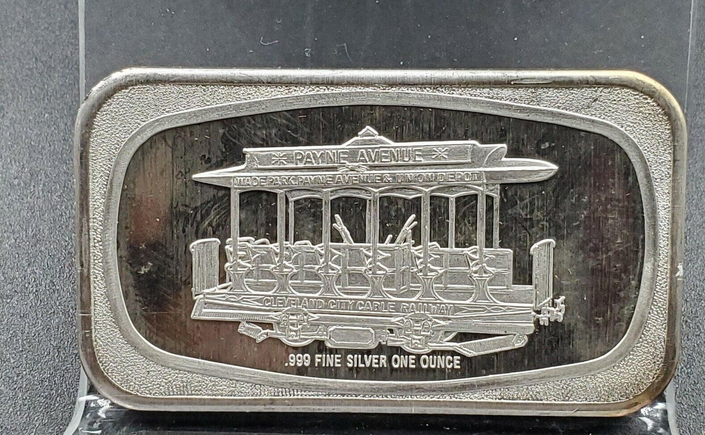 Payne Avenue Trolly Cleveland OH City Railway 1 OZ Silver Art Bar Mother Lode