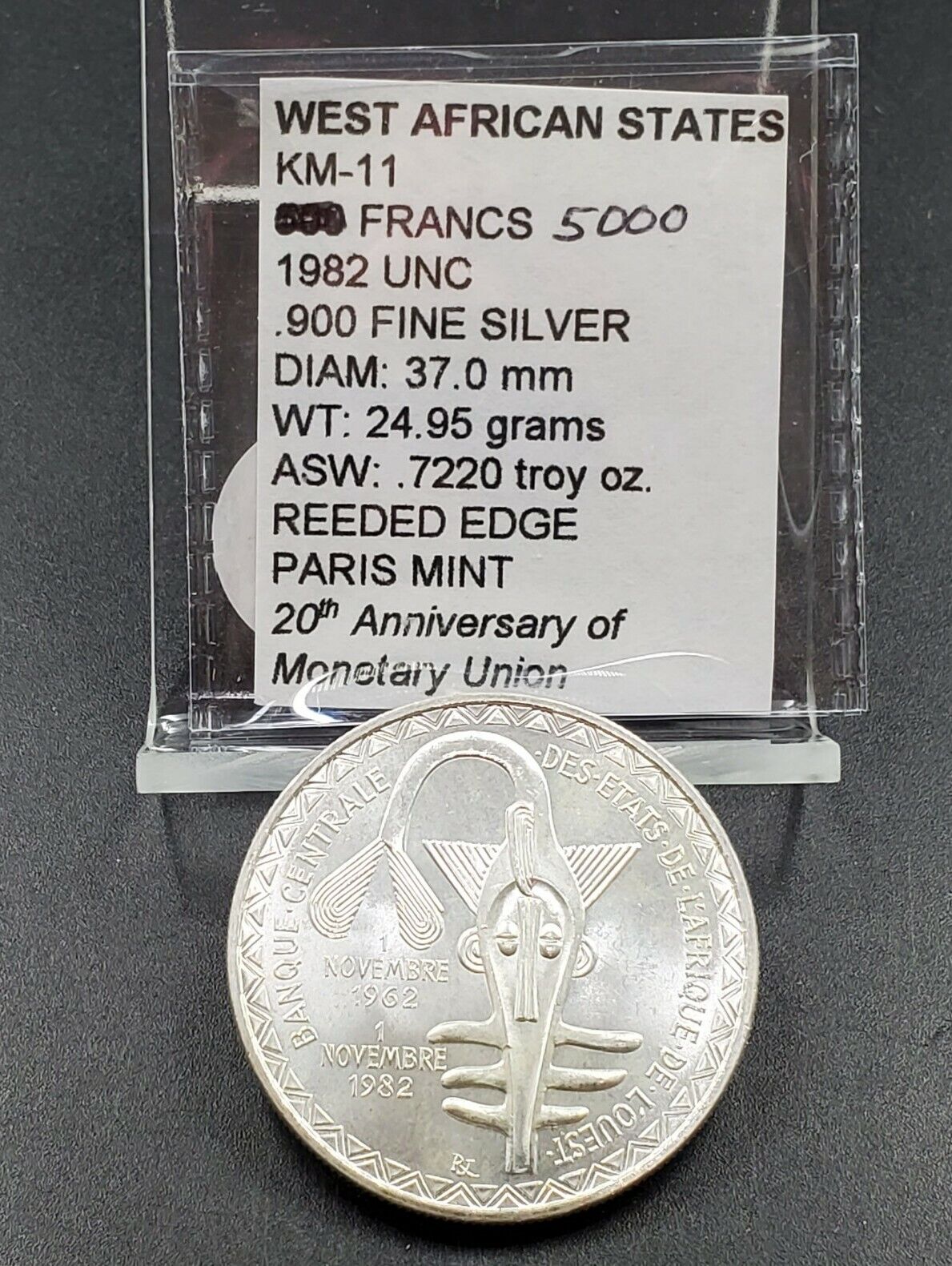 1982 WEST AFRICAN STATES 5000 FRANCS Gem BU UNC Defunct Territory Rare