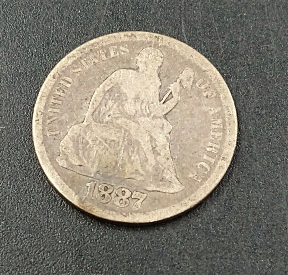 1887 S Liberty seated dime San Francisco circulated AG / G GOOD