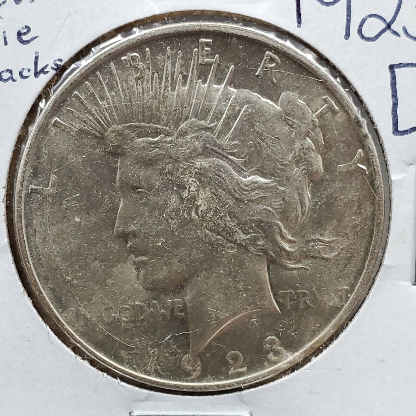1923 D $1 Peace Silver Eagle Dollar Coin OBV Die Cracks Vam Variety AU Details