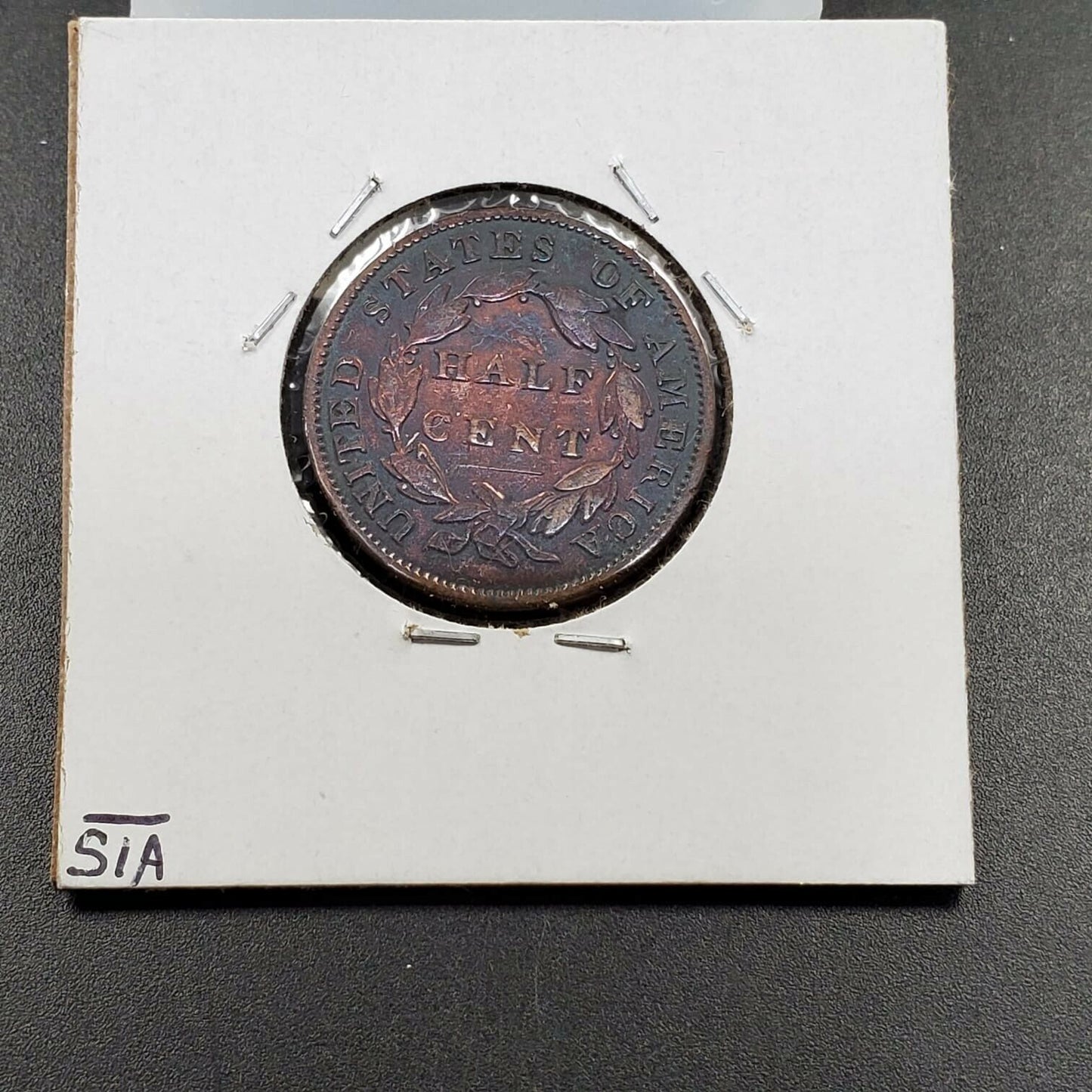 1834 Classic Head Half Cent MAJOR PLANCHET FLAW ERROR FINE DETAILS ALTERD COLOR