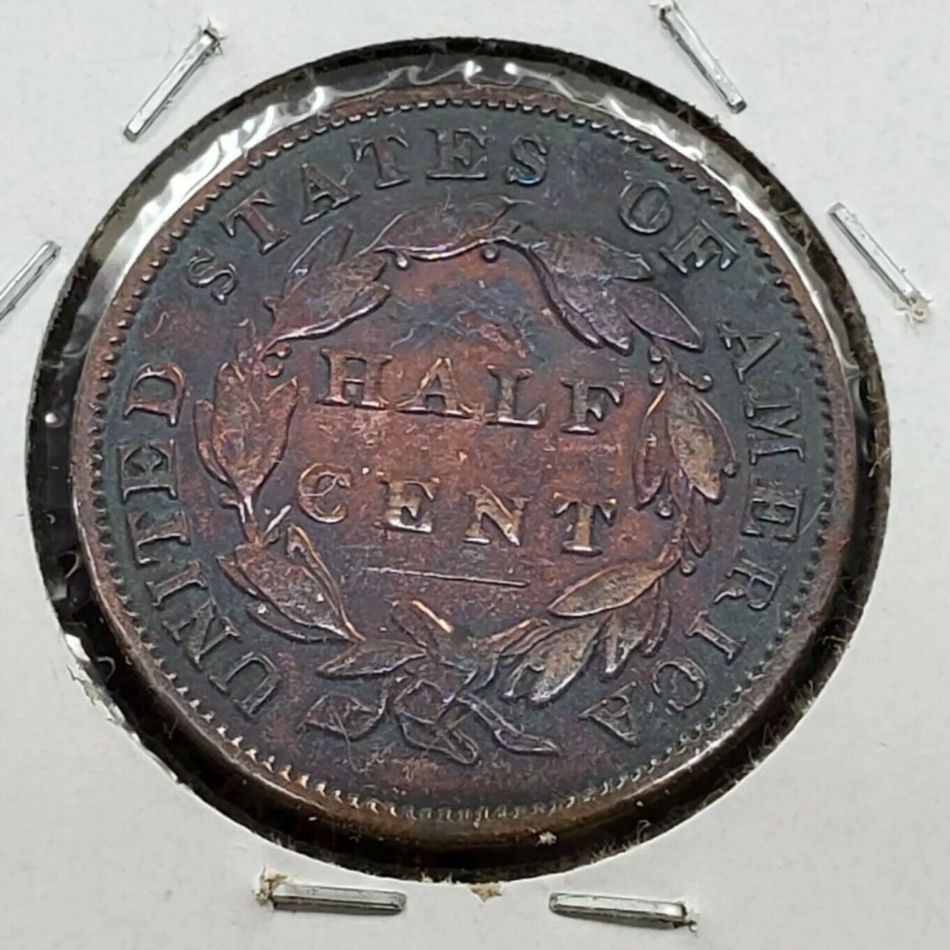 1834 Classic Head Half Cent MAJOR PLANCHET FLAW ERROR FINE DETAILS ALTERD COLOR
