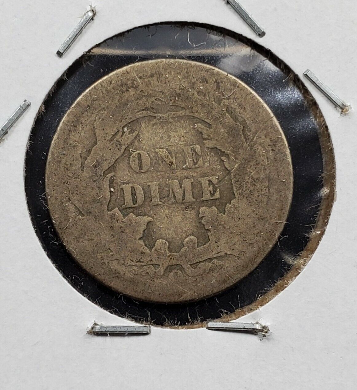 1891 O SEATED LIBERTY SILVER DIME LAMINATED PLANCHET ERROR AG CONDITION