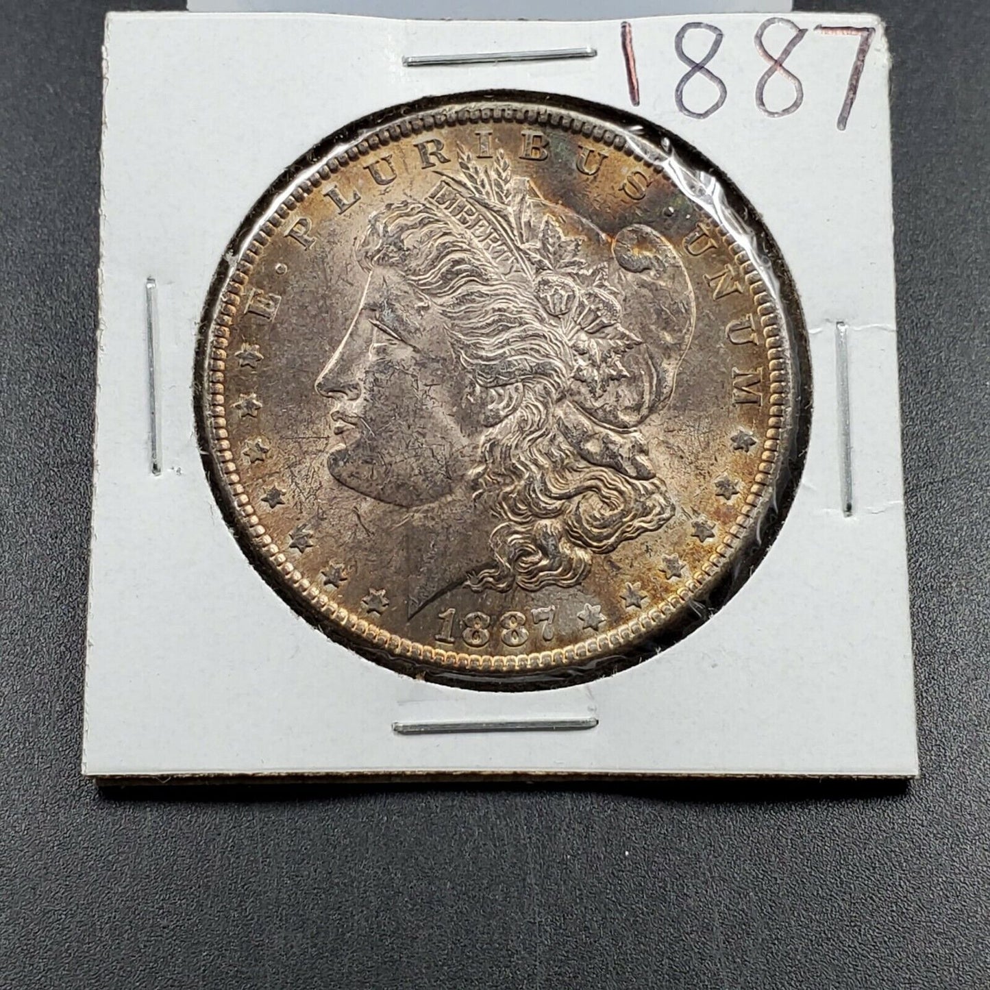 1887 P Morgan 90% Silver Eagle Dollar Coin Choice AU ABOUT UNC PQ AMBER TONING