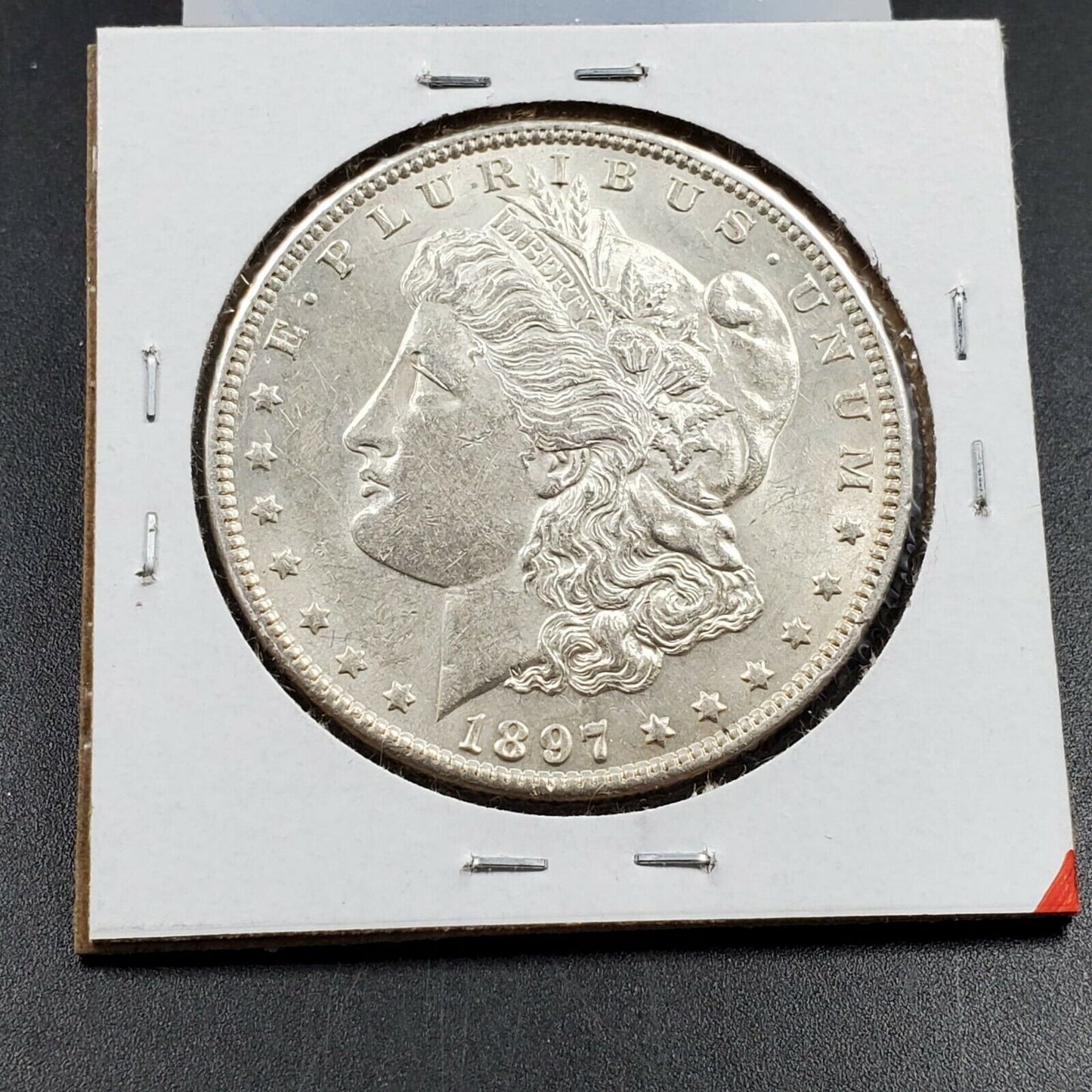 1897 P Morgan 90% Silver Eagle Dollar Coin AVG UNC Struck with Rusty Die REV VAM