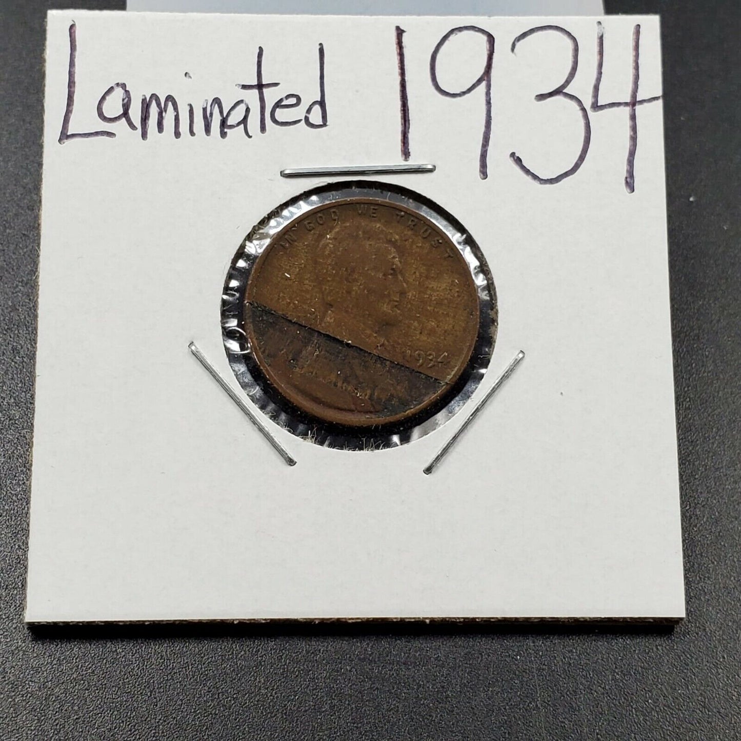 1934 P 1c Lincoln Wheat Cent Penny Coin MAJOR LAMINAT Laminated Planchet Error