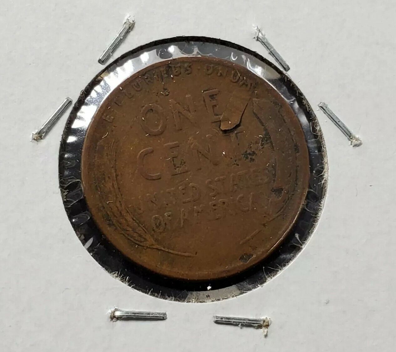 1934 P 1c Lincoln Wheat Cent Penny Coin Planchet Lamination Error