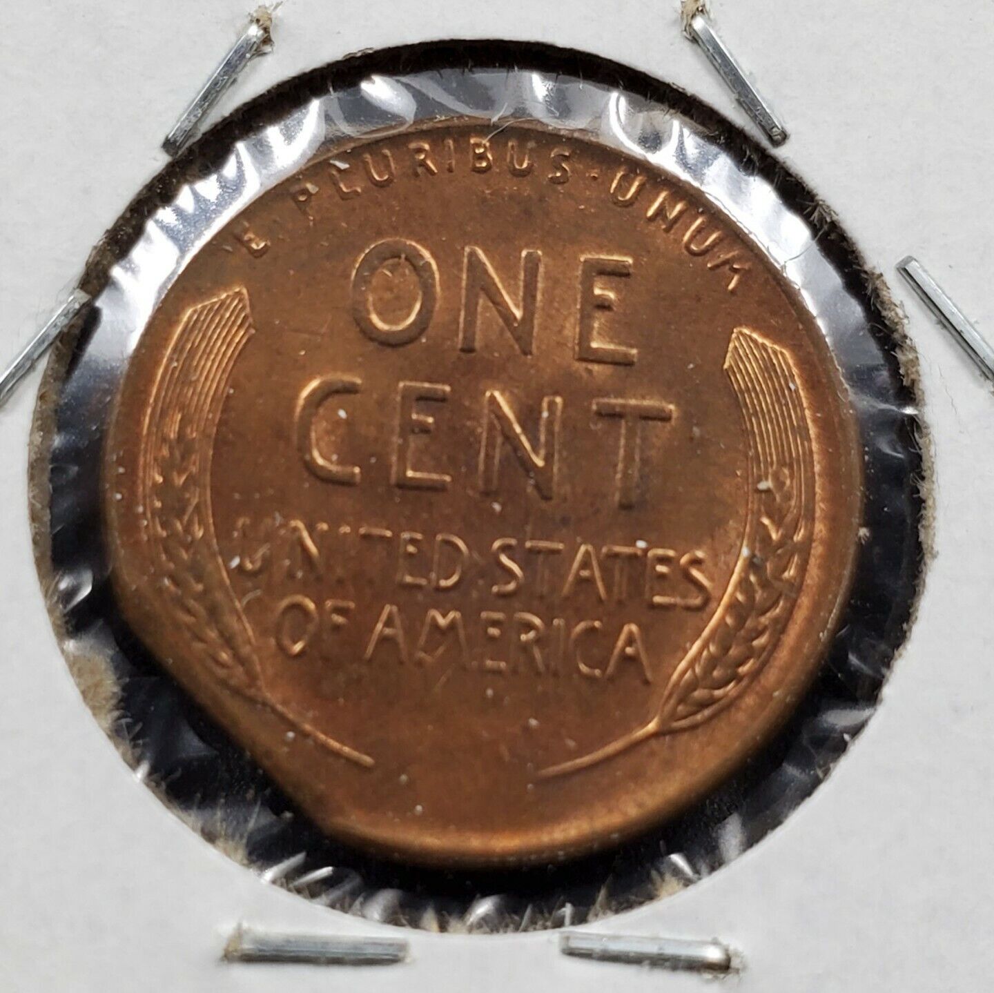 1956 D Lincoln WHEAT Cent Penny Error Coin Straight Clipped Planchet Error UNC