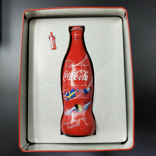 Coca-Cola glass bottle 330ml in metal box EU European Union Commemorative