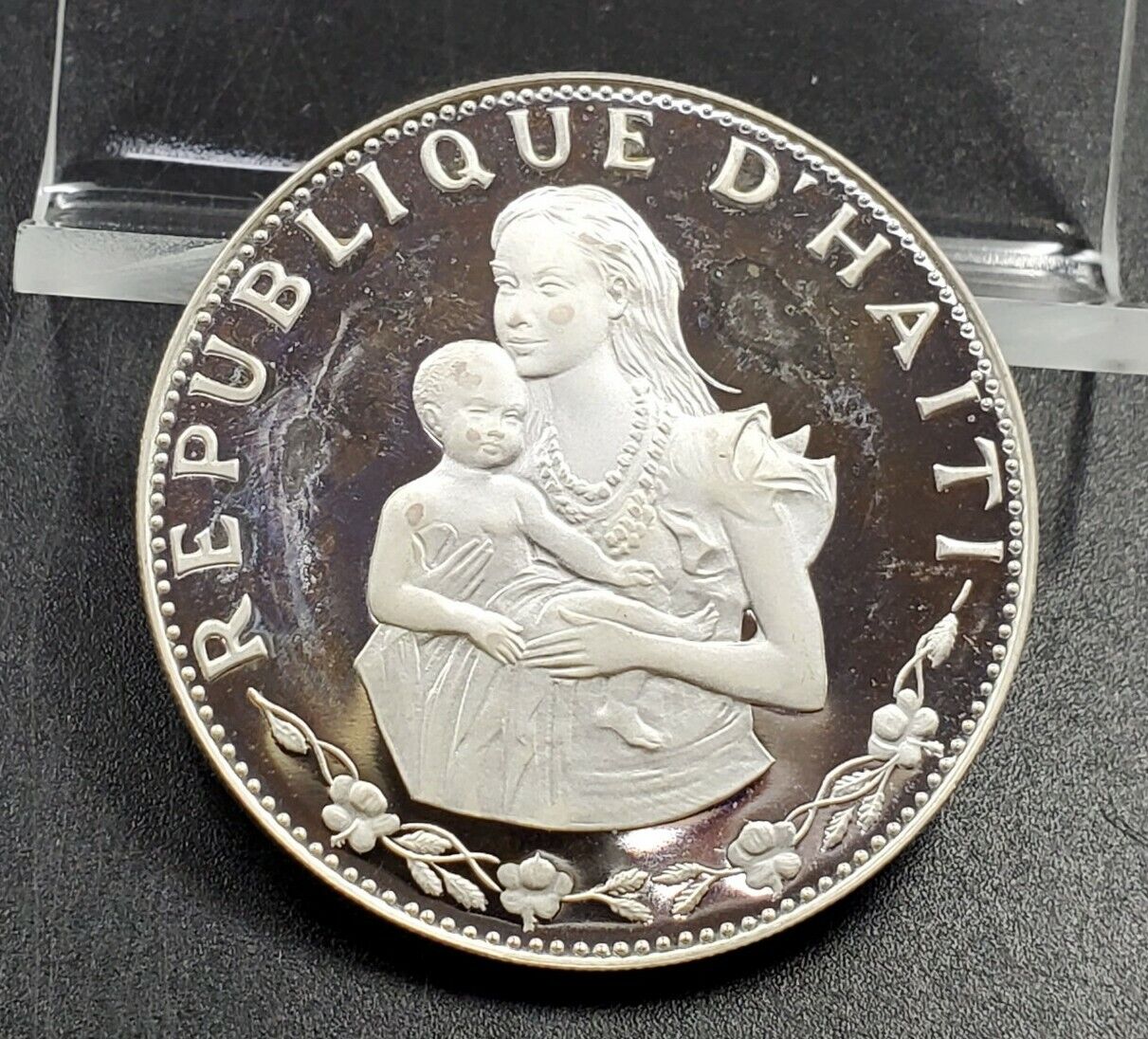 1973 Haiti 50 Gourdes Silver Proof Coin Woman with Infant