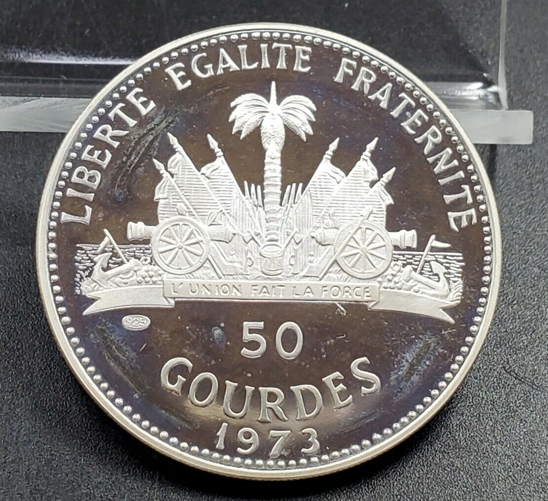 1973 Haiti 50 Gourdes Silver Proof Coin Woman with Infant
