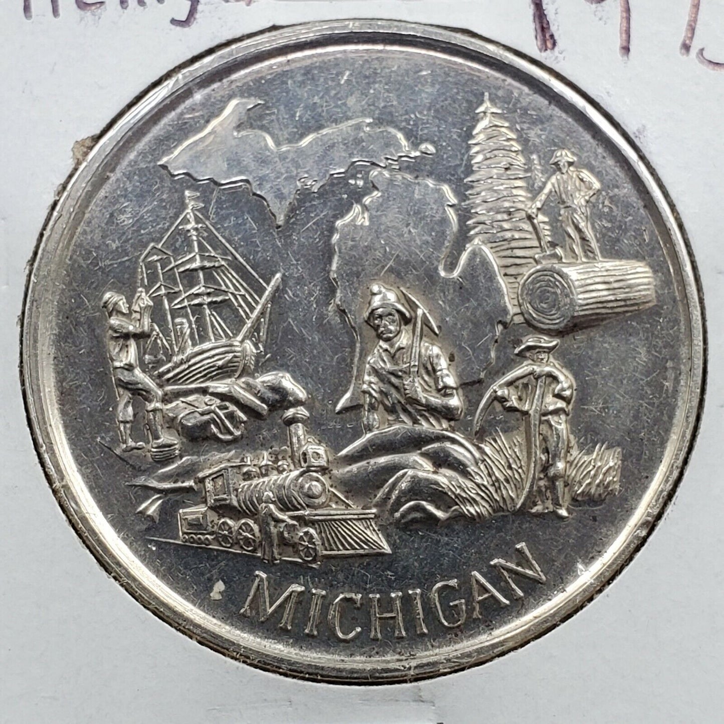 Official 1975 Michigan Medallion U.S. Bicentennial Sterling Silver Medal