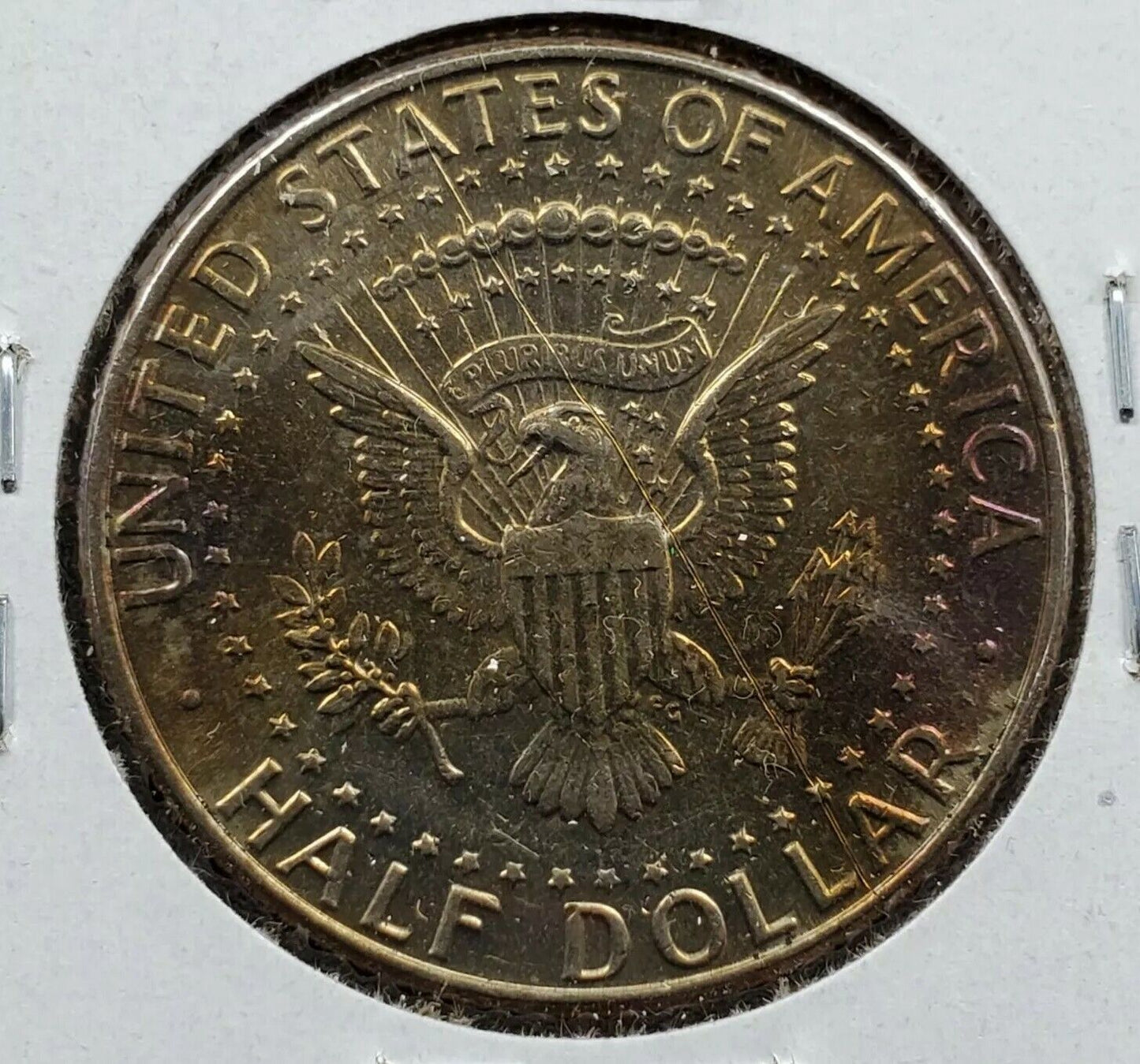 Speared Eagle Giant Die Crack Error Variety 1990 D Kennedy Half Dollar PQ Toning