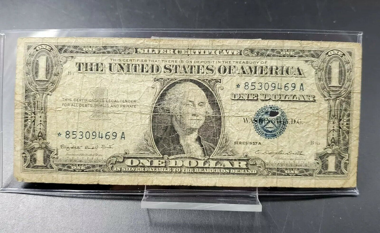 1957 A $1 Silver Certificate Blue Seal * Star Replacement Bill Low Circ Conditio