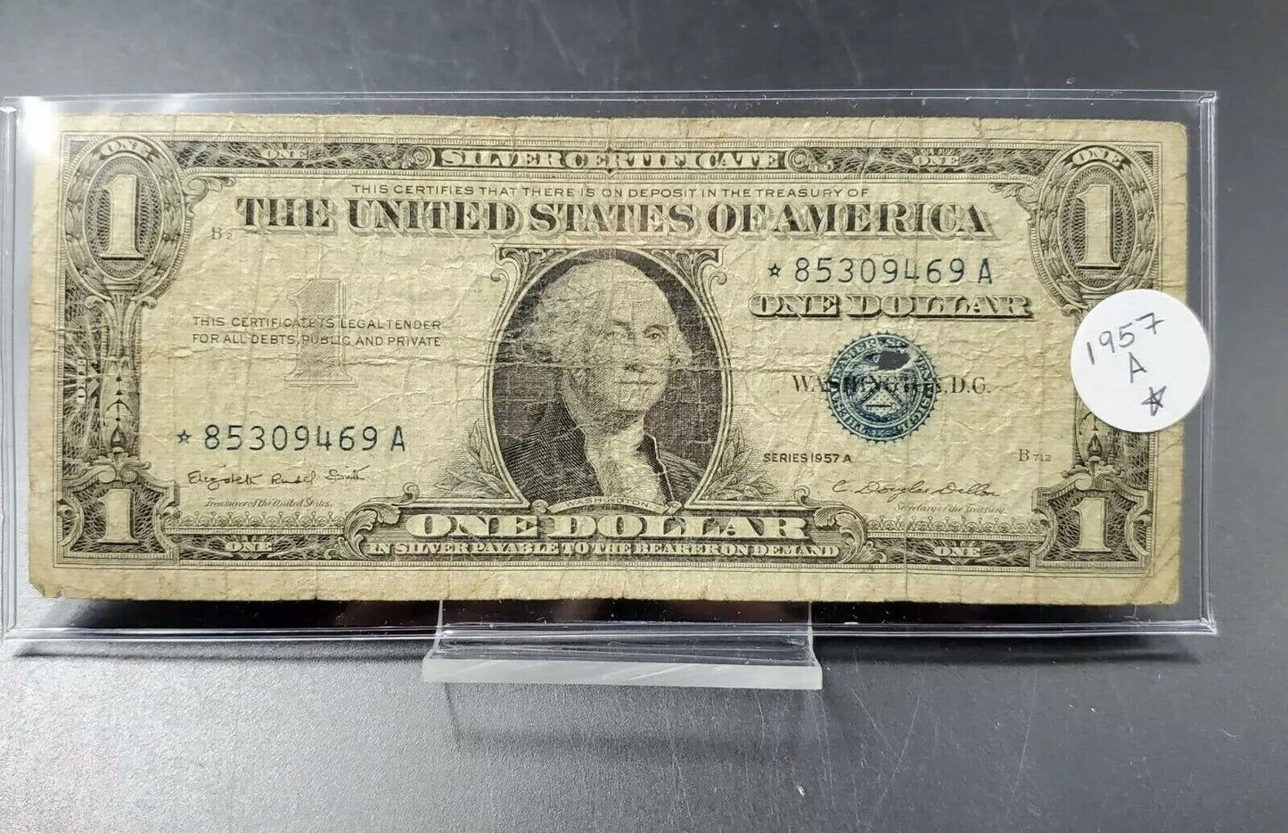 1957 A $1 Silver Certificate Blue Seal * Star Replacement Bill Low Circ Conditio