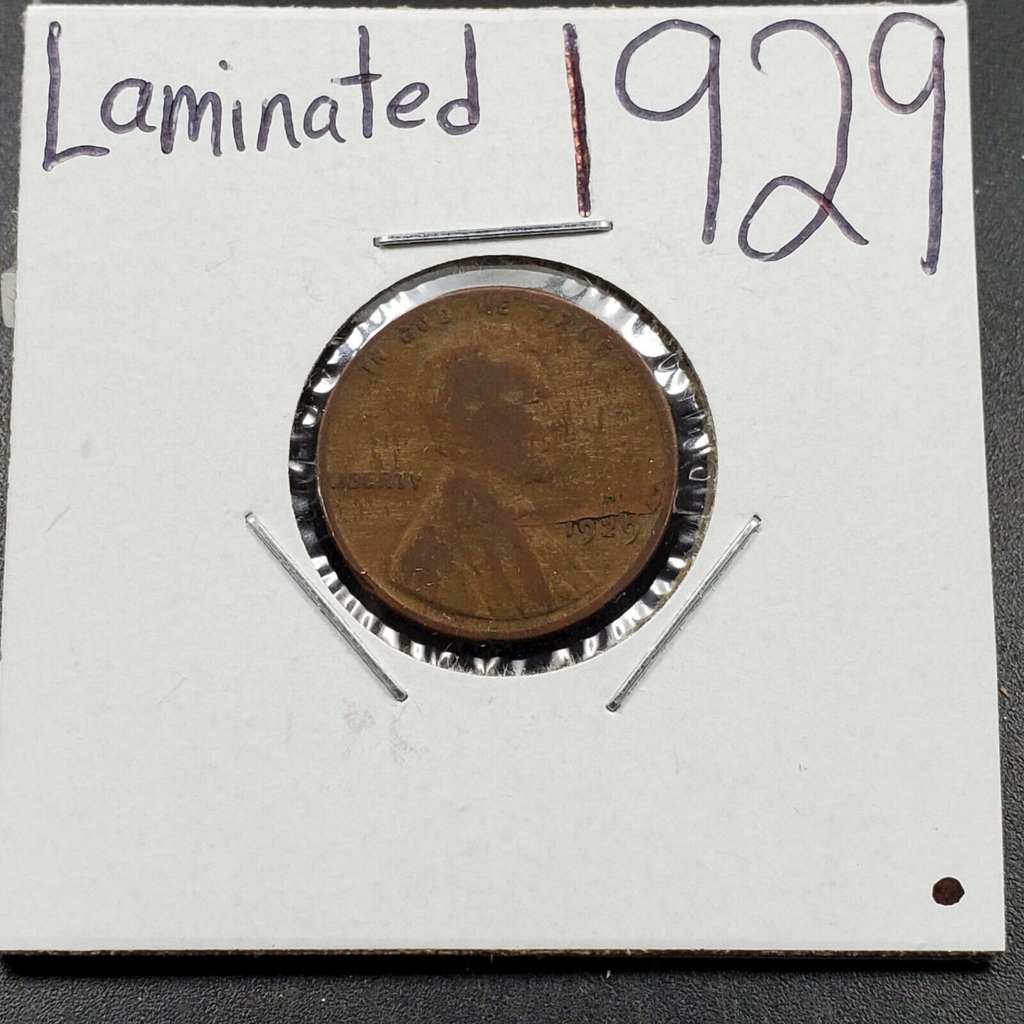 1929 P Lincoln Wheat Cent Penny Coin Laminated Planchet Error Variety Circ