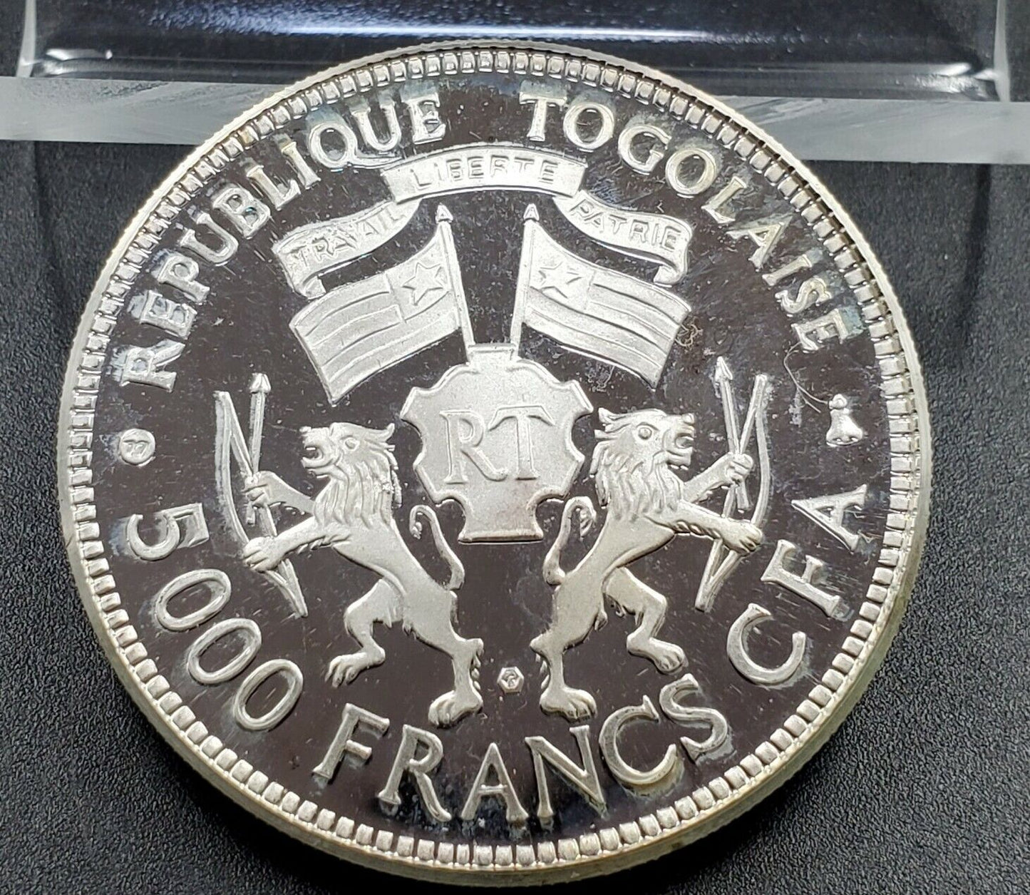 1977 TOGO Republic 5000 FRANCS Choice / Gem SILVER Proof MINTAGE 150 VERY LOW