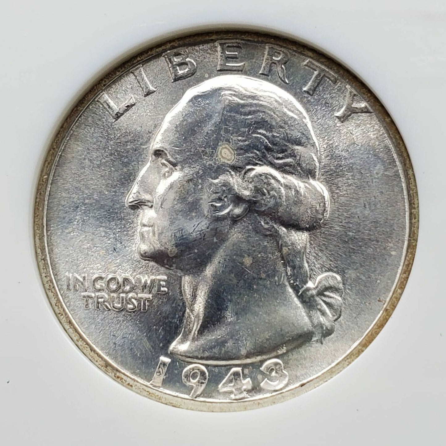 1943 D 25C Washington Quarter WW2 Coin NGC MS67 OFH Old Fat Holder Light Toner