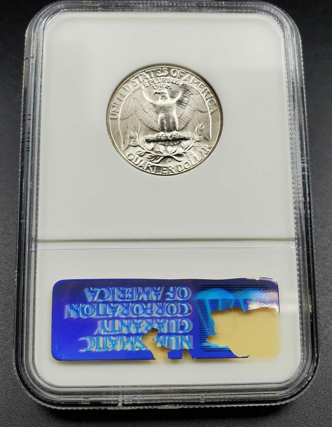 1943 D 25C Washington Quarter WW2 Coin NGC MS67 OFH Old Fat Holder Light Toner