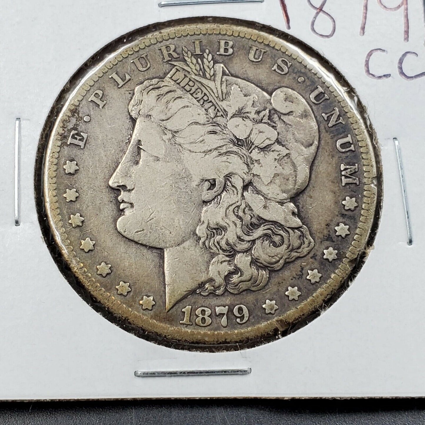 1879 CC Morgan Silver Eagle Dollar Minor Mint Mark VAM CH VF with Rim Nicks