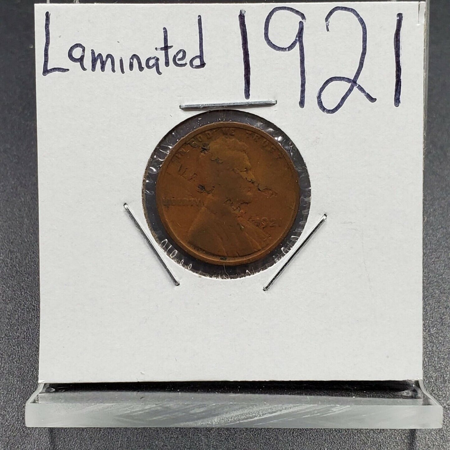 1921 P Lincoln Wheat Cent Penny Coin Major Planchet Lamination Error Circ