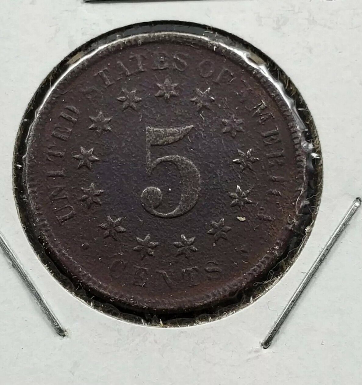 1869 5c Shield Nickel VG / Fine Details ED