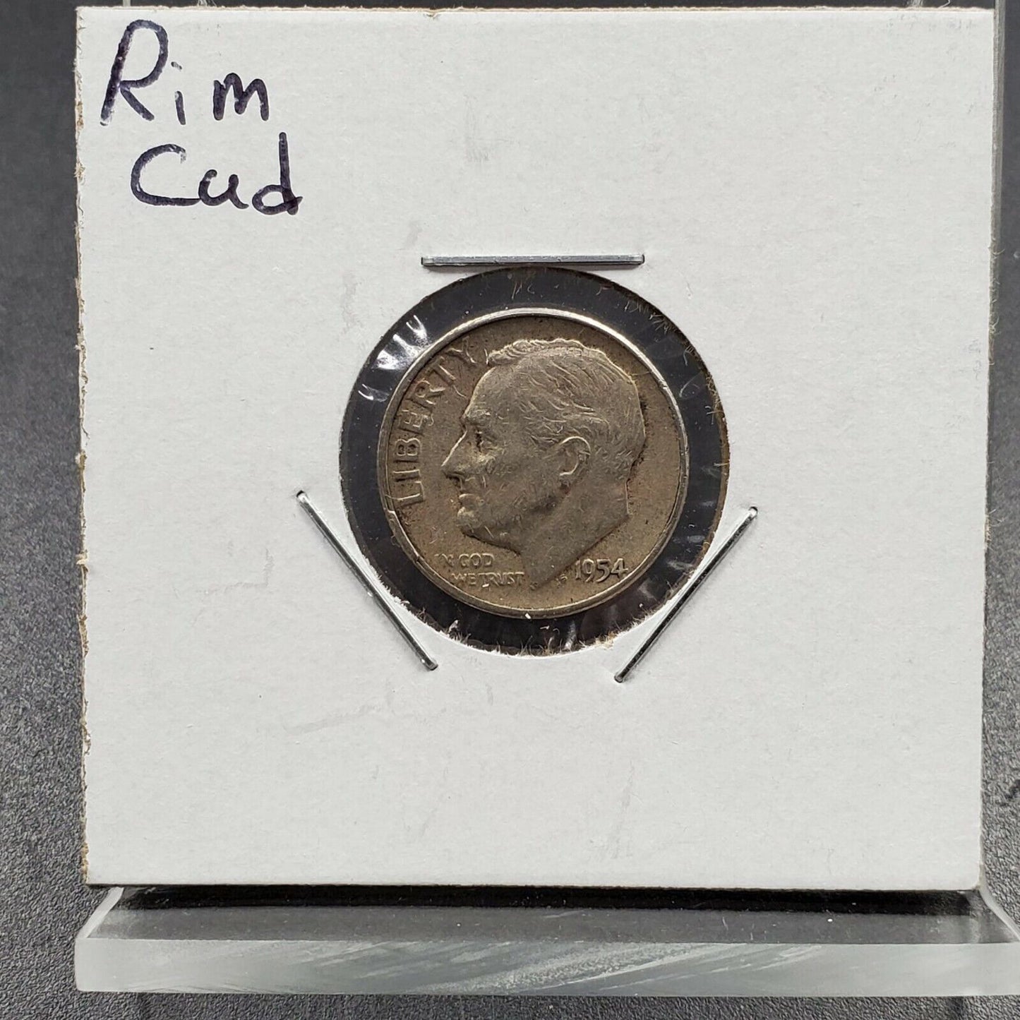 1954 P Philadelphia Roosevelt Silver Dime Rim Cudd OBV Variety Error Circulated