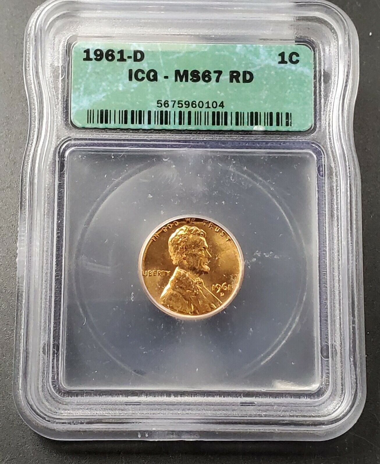 1961 D Lincoln Memorial Cent Penny MS67 ICG vintage NICE ICG Case Nice Coin