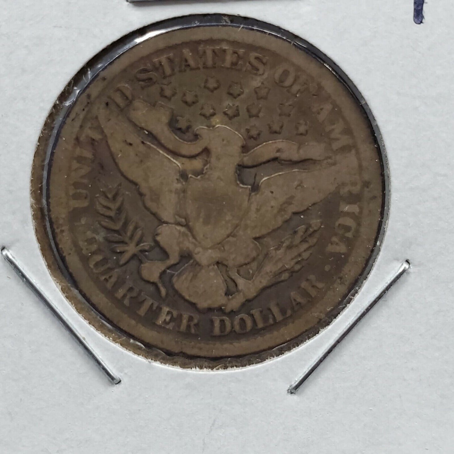 1899 P 25C Barber Silver Quarter Coin CH GOOD Circ DIE BREAK @ TAIL REV Variety