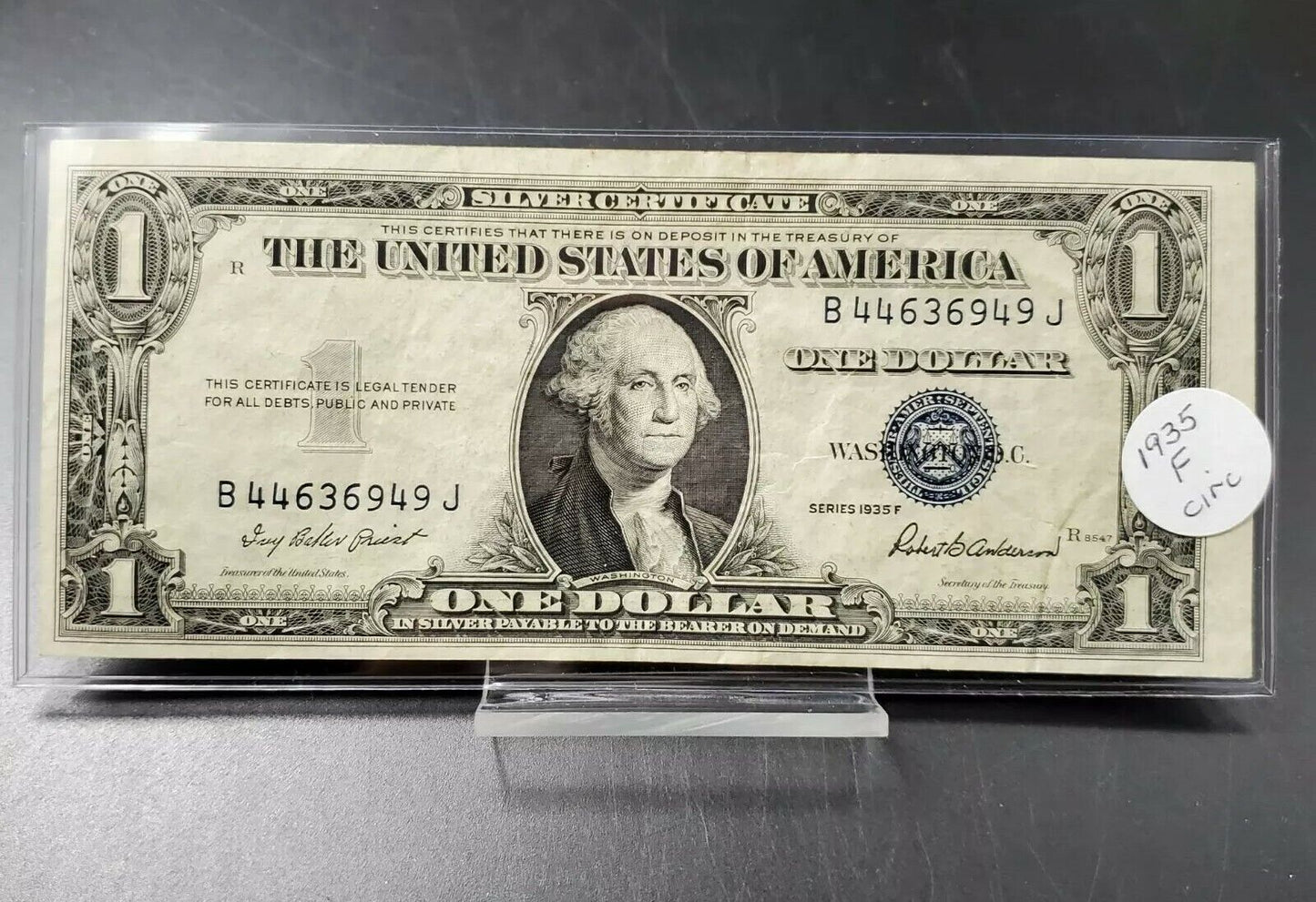 1935 F $1 Silver Certificate Blue Seal Choice XF Circulated Neat Serial #