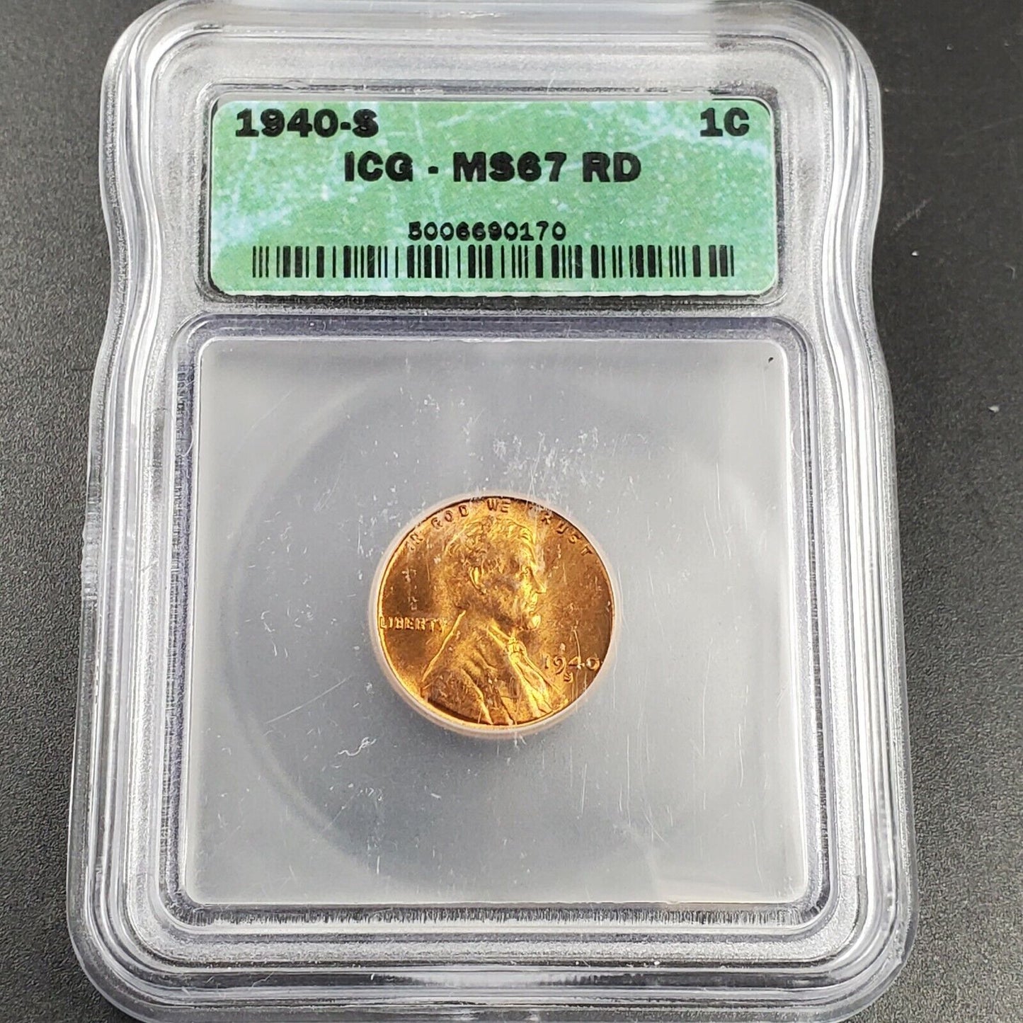 1940 S Lincoln Wheat Cent Penny Coin RETRO ICG MS67 RD RED Gem BU CERTIFIED