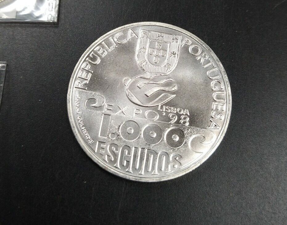 1999 1000 ESCUDOS Portugal Lisbon Expo Silver Coin MILÉNIO DO ATLÂNTICO GEM BU