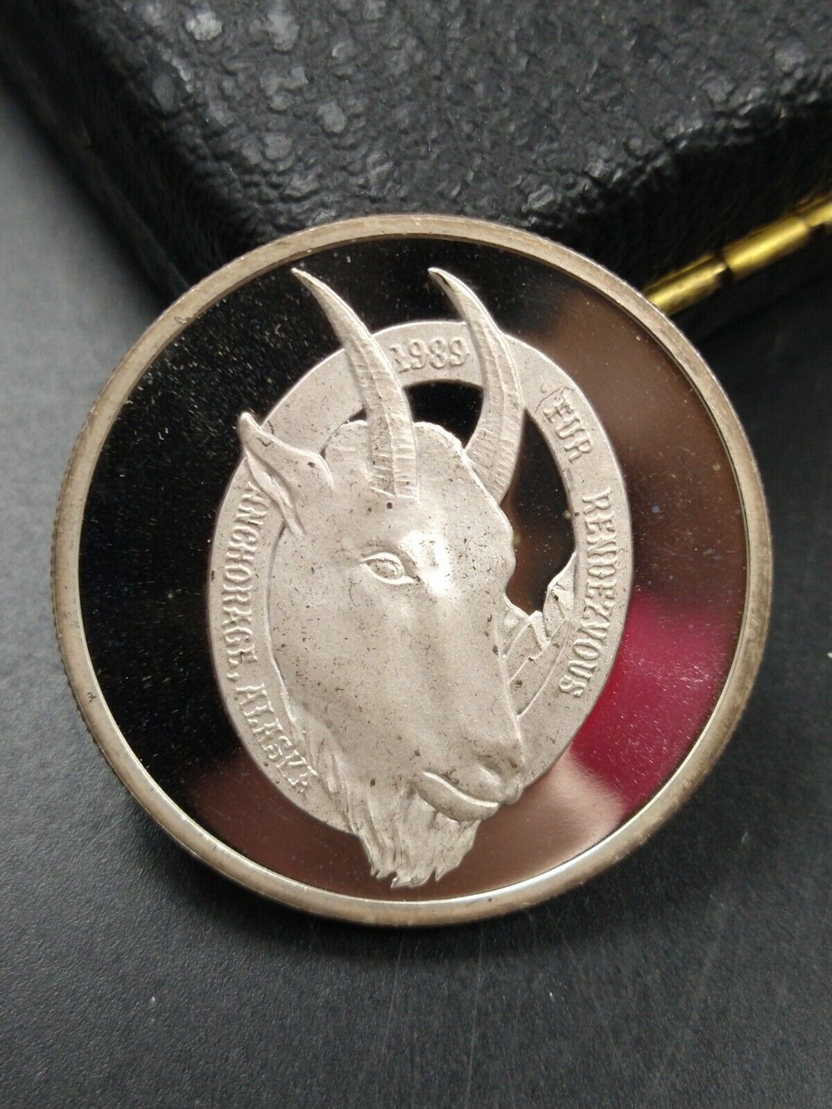 1989 GOAT 🐐 1 oz Silver Anchorage State of Alaska Choice Proof mountain G.O.A.T