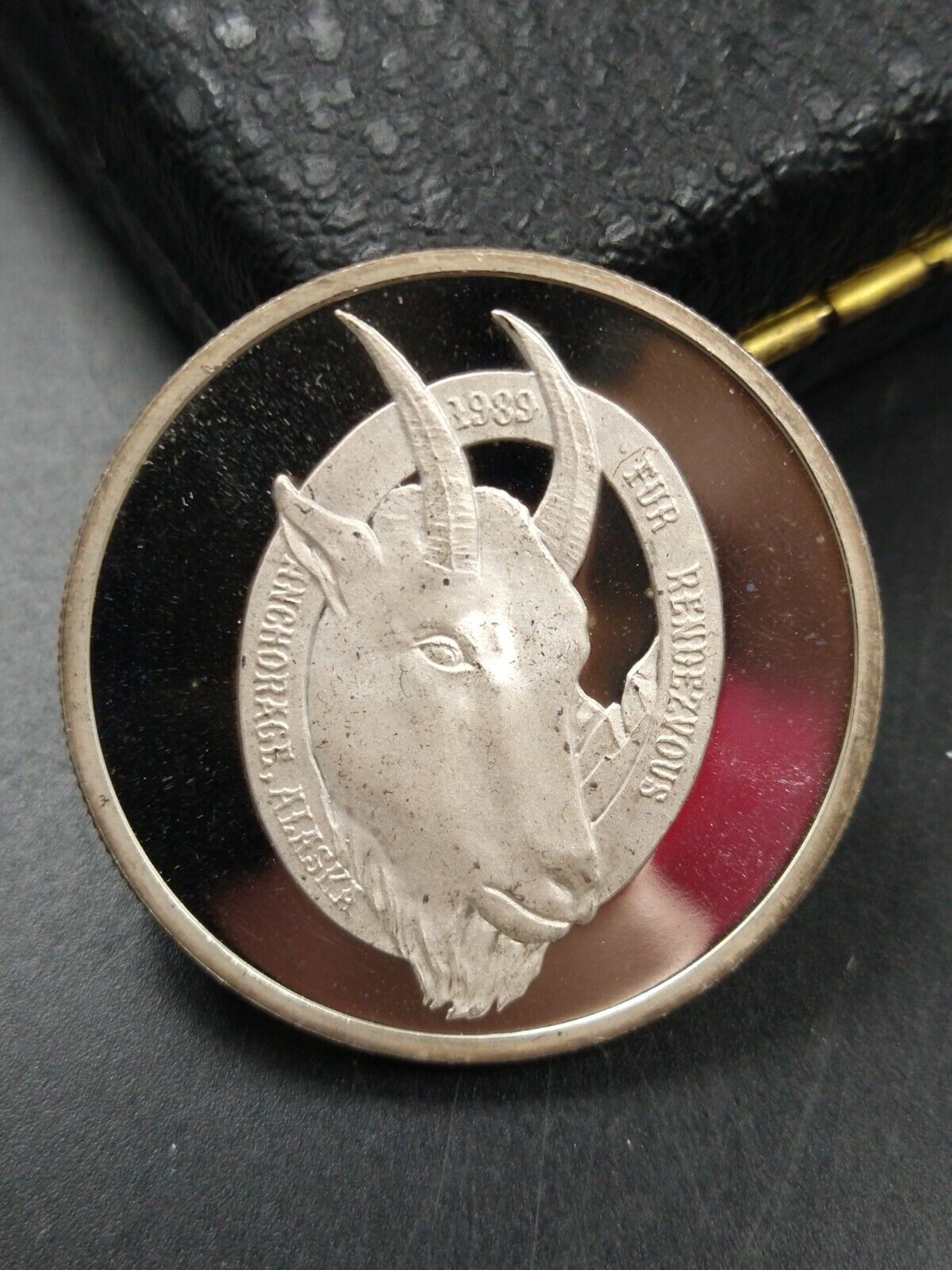 1989 GOAT 🐐 1 oz Silver Anchorage State of Alaska Choice Proof mountain G.O.A.T