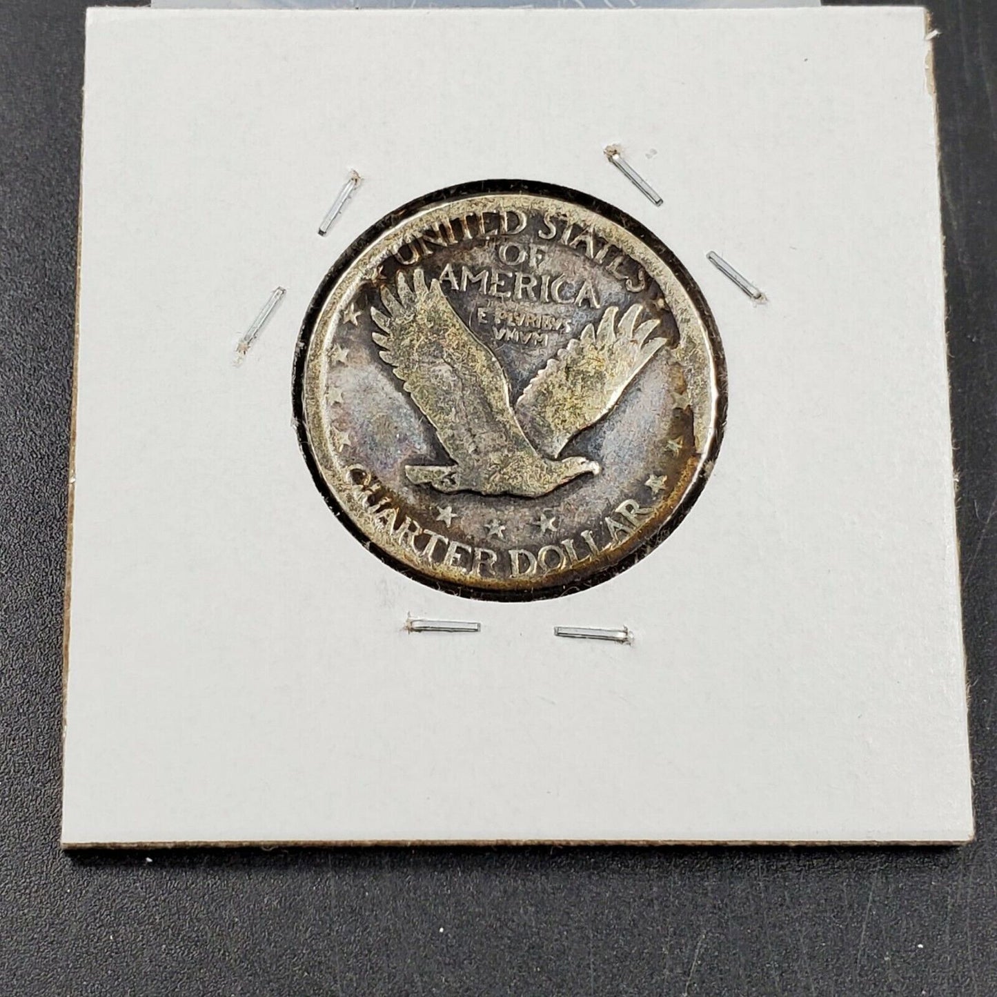 1928 25c Standing Liberty Silver Quarter Coin Circulated Neat Toning Toner