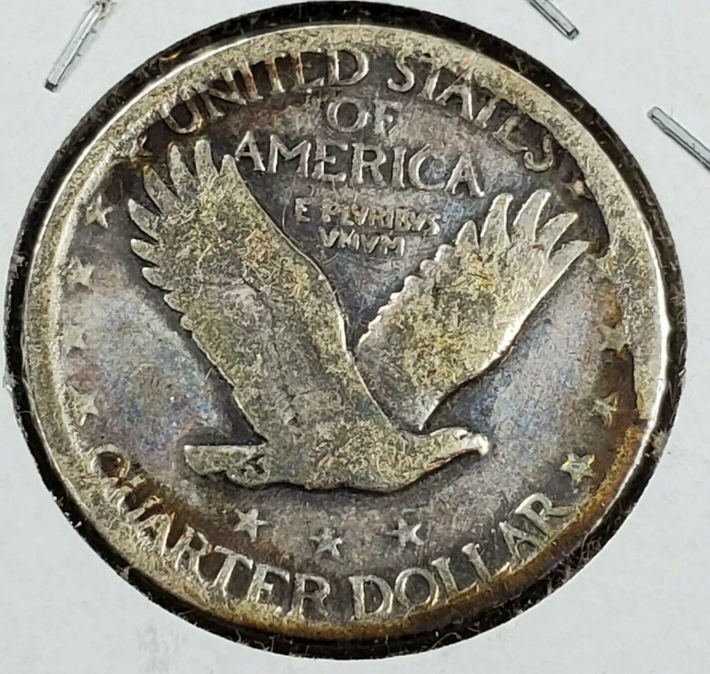1928 25c Standing Liberty Silver Quarter Coin Circulated Neat Toning Toner
