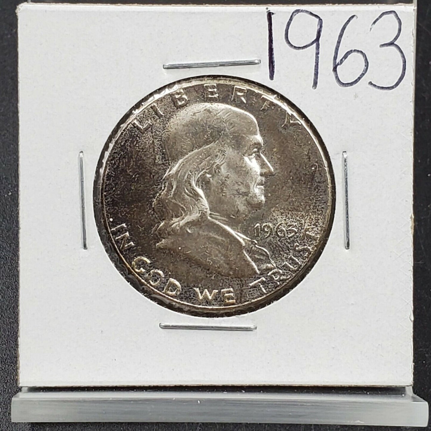1963 P Franklin Silver 90% Half Dollar Coin BU Uncirculated Neat Toning Toner