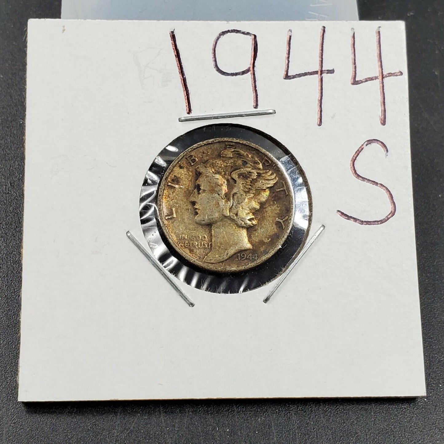 1944 S Mercury Silver Dime Coin VF Very Fine Nice Toning Toner Obv WW2 era
