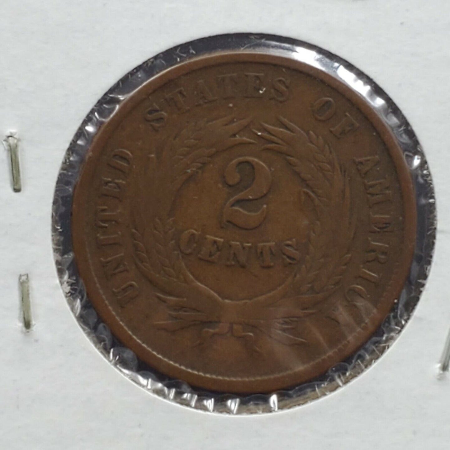 1865 2C Two Cent Copper Coin Piece Choice Fine / VF Circulated