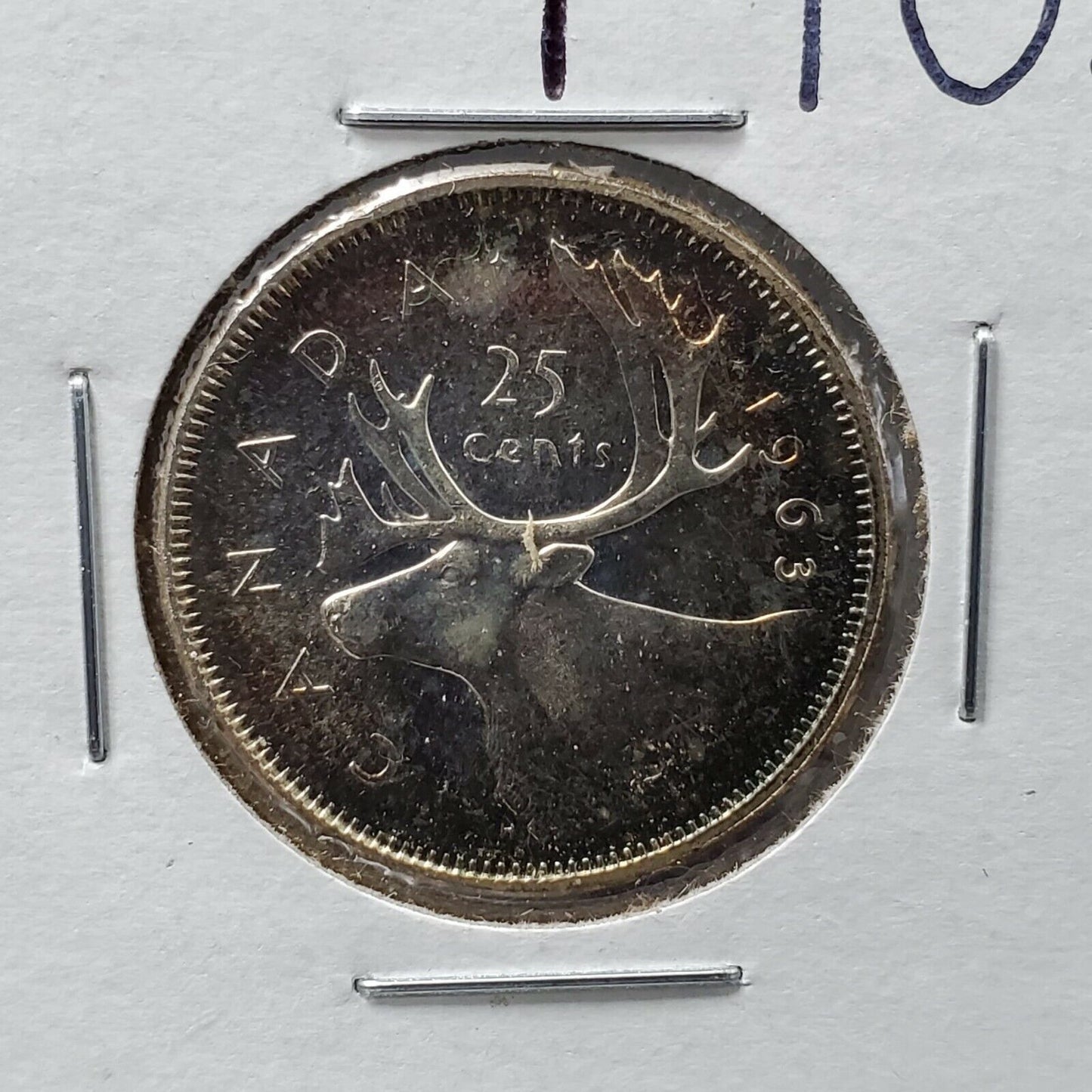 1963 CANADA SILVER 25 CENTS CH BU UNC PQ Neat Toning Toner