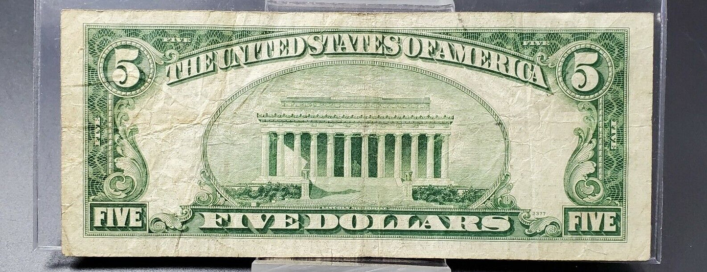 1953 A $5 Silver Certificate Blue Seal US Currency Bill AVG CIRC Neat Serial #