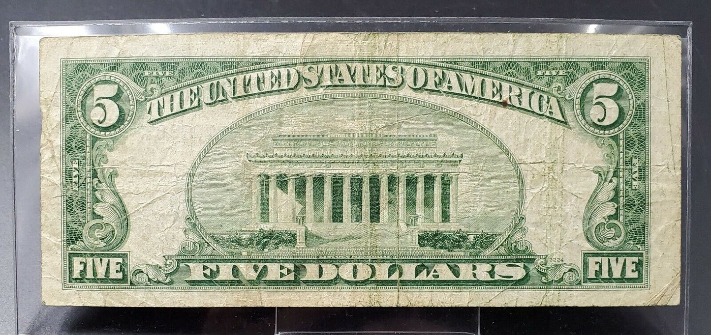 1953 $5 Silver Certificate Blue Seal US Currency Bill FINE F CIRCULATED