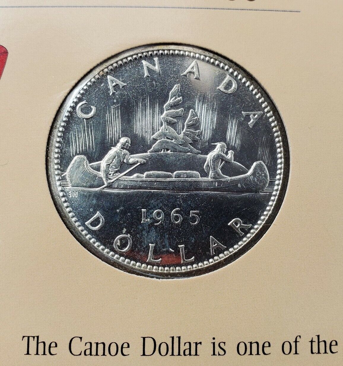 Canada Canoe Silver Dollar 1965 BU - Silver Dollars of the World Panel from AHS
