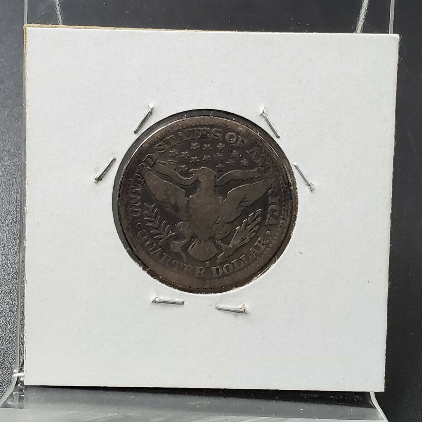 1915 S Barber Silver Quarter Coin Average VG Circulated Toned