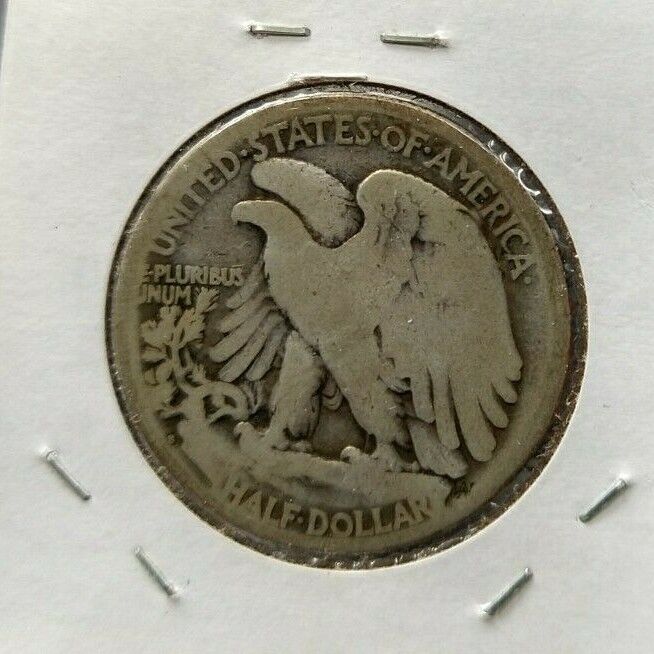 1917 S Walking Liberty Eagle Half Dollar Coin AVERAGE G Good CIRC REVERSE MM