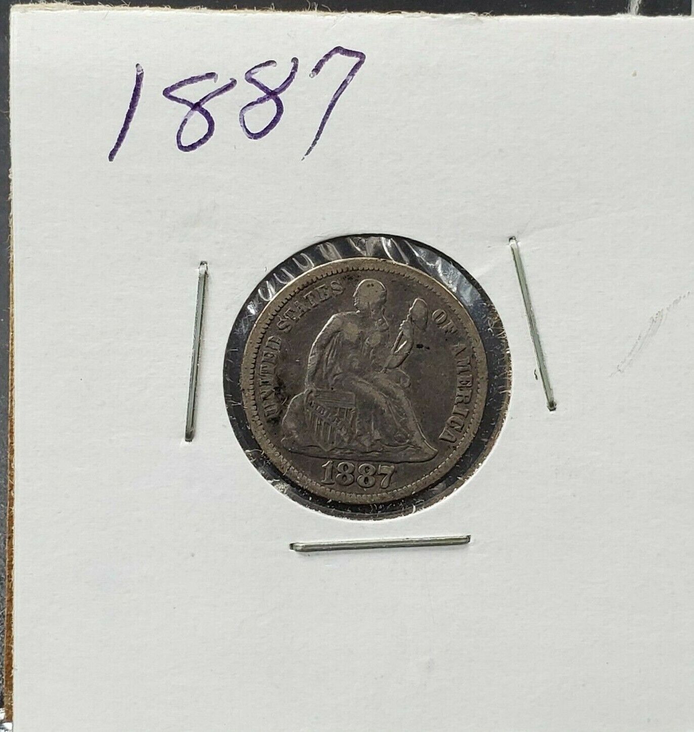 1887 P SEATED LIBERTY SILVER DIME COIN Choice Fine / VF Very Fine Circulated